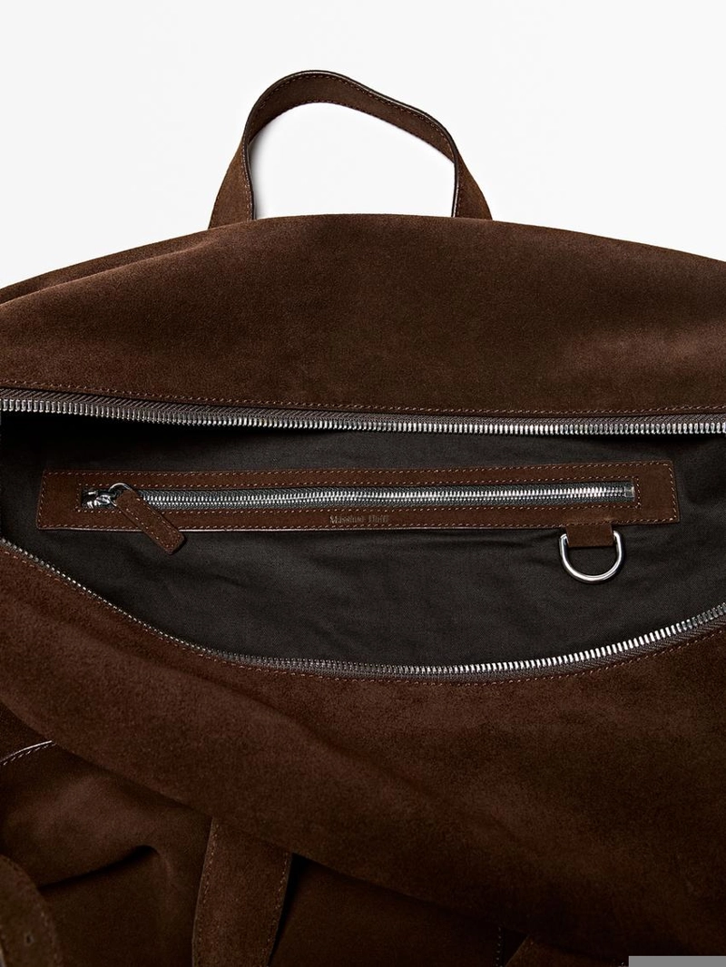 Сумка-мешок из замши и кожи