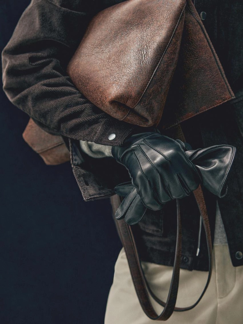 Кожаные перчатки с обработкой нубук