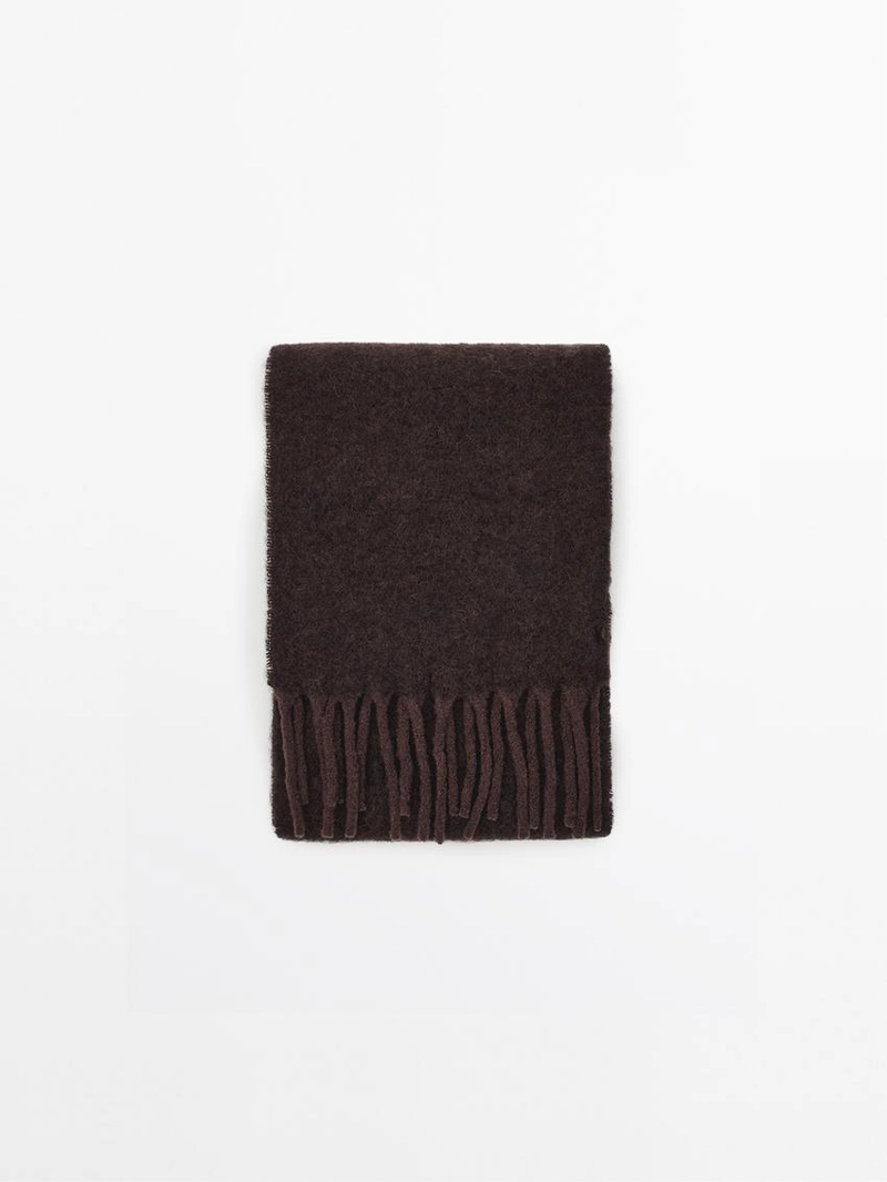 Шарф из альпаки и шерсти с бахромой