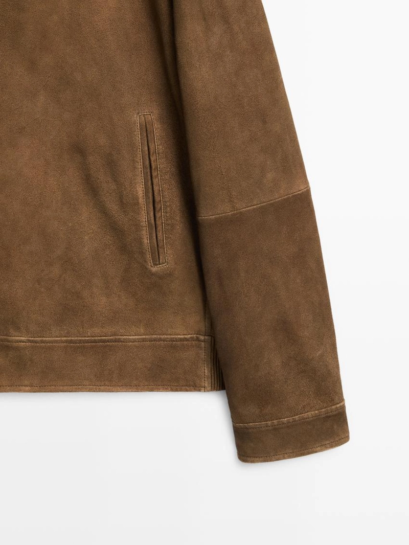 Куртка из кожи нубука с пуговицами