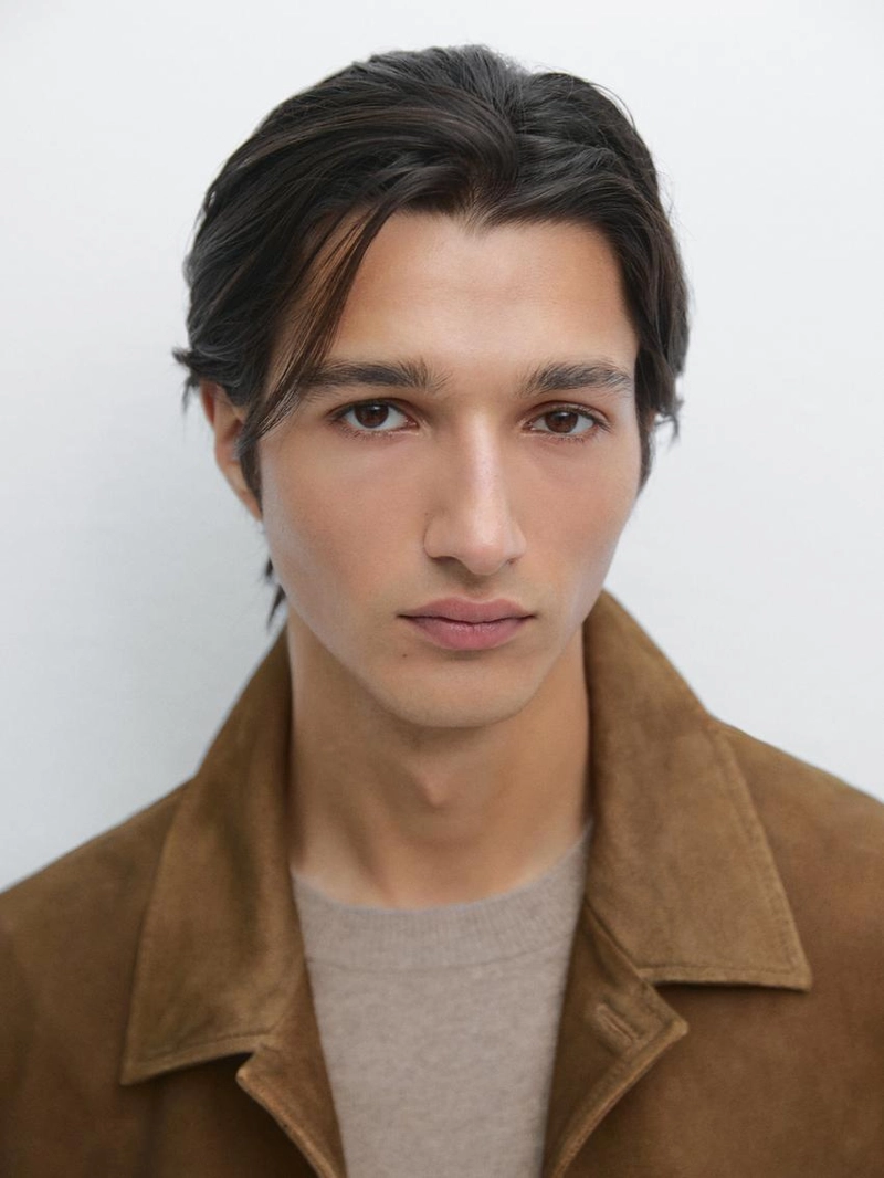 Куртка из кожи нубука с пуговицами