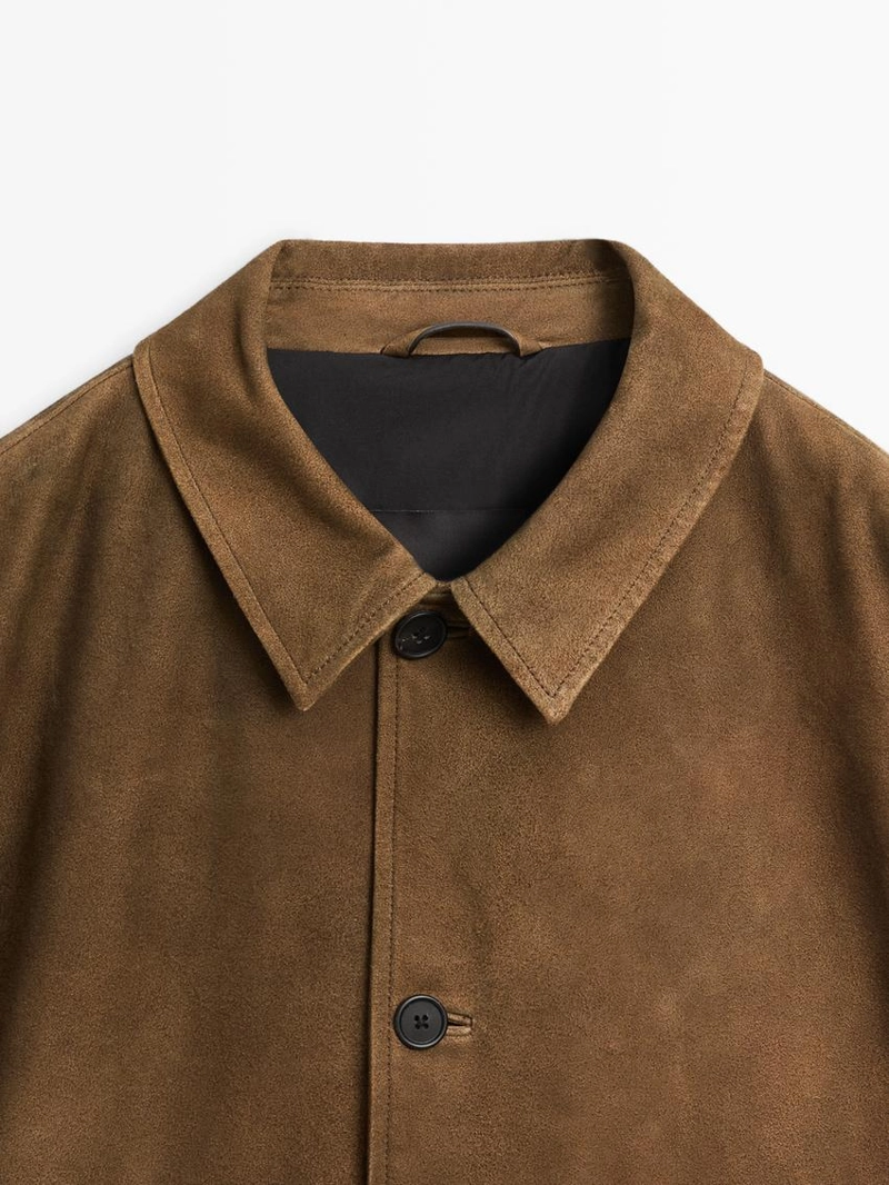 Куртка из кожи нубука с пуговицами