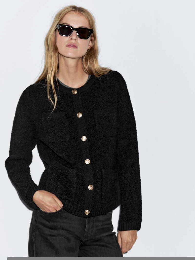 Кардиган из шерстяной смеси с пуговицами из золота