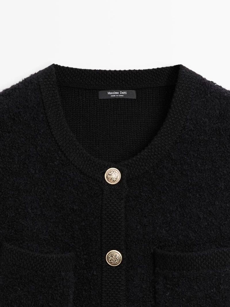 Кардиган из шерстяной смеси с пуговицами из золота