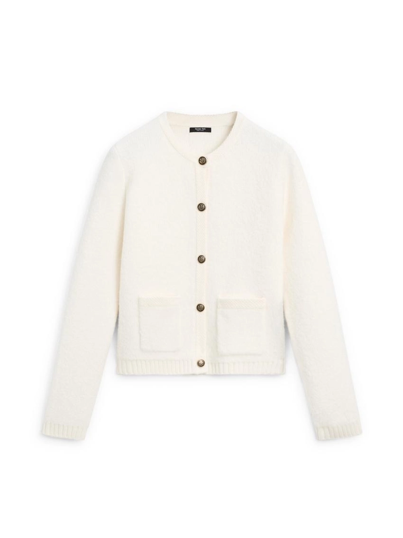Короткий вязаный кардиган с деталями золотых пуговиц