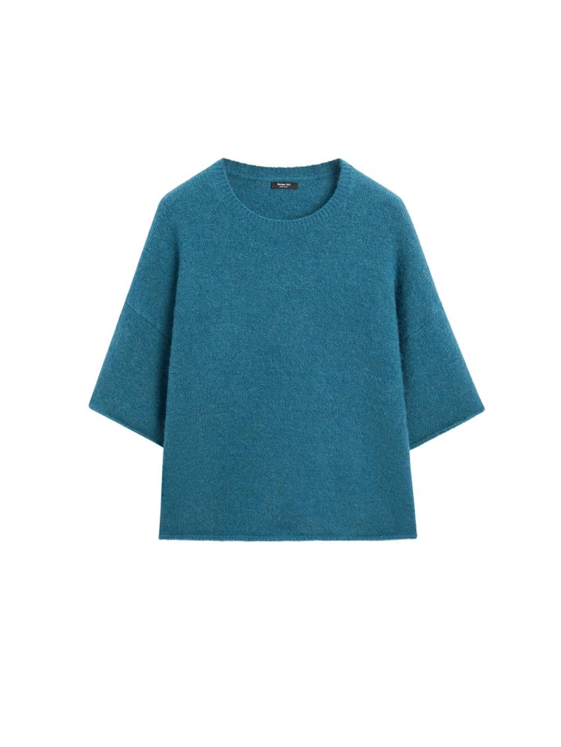 Свитер из альпакиевой смеси с коротким рукавом