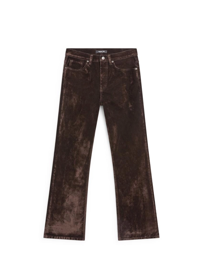 Джинсы прямого кроя с высокой талией и бархатным покрытием