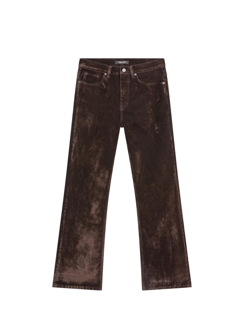 Джинсы прямого кроя с высокой талией и бархатным покрытием