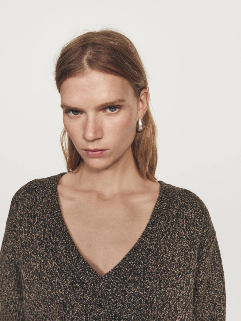 Водолазка massimo dutti из мулине с v-образным вырезом