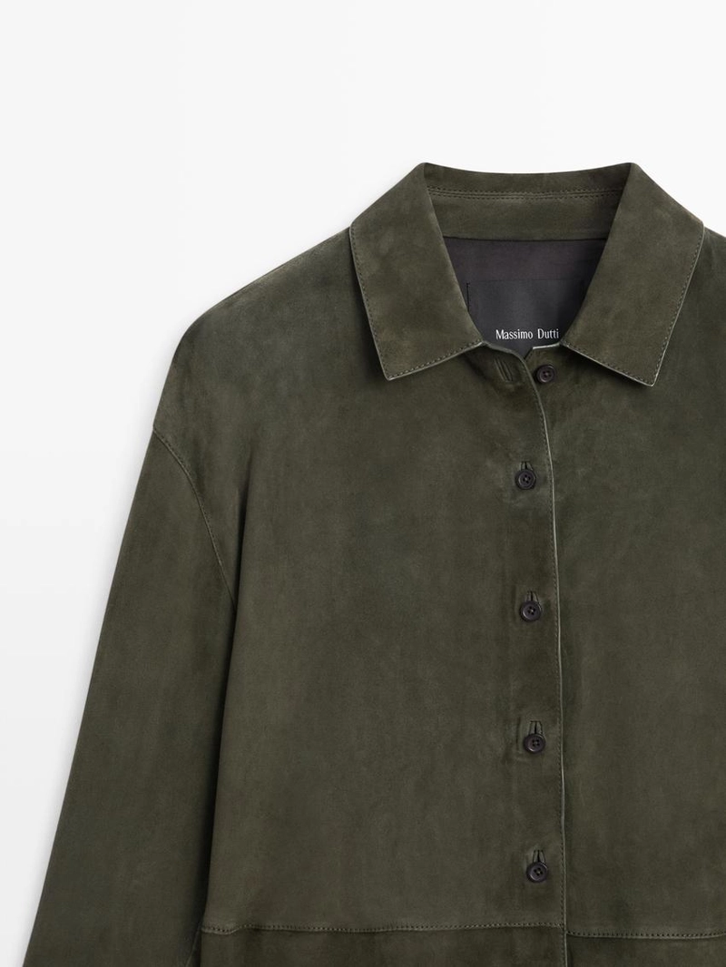 Рубашка из замши с швами