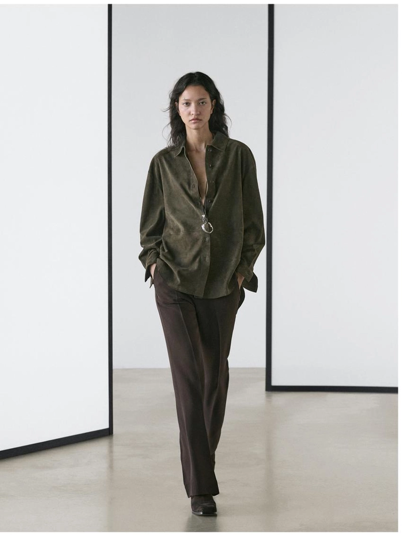 Рубашка из замши с швами