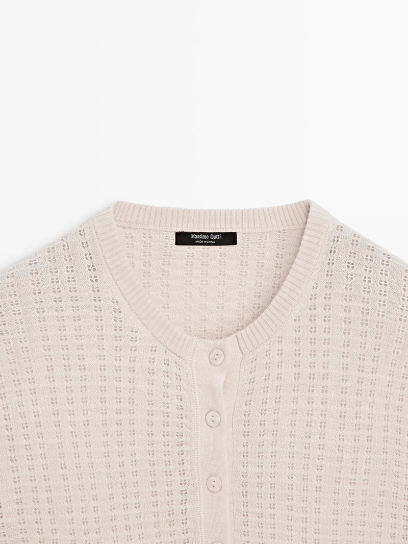 Джемпер с ажурным узором и круглым вырезом из шерсти