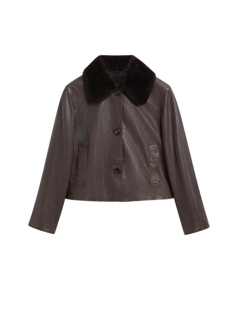 Куртка с отстёгивающимся воротником из натуральной кожи наппа