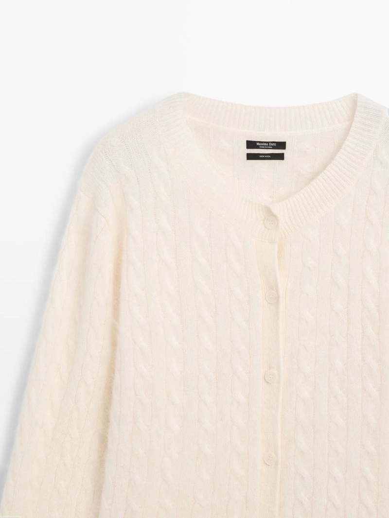 Кардиган с косами из 100% шерсти