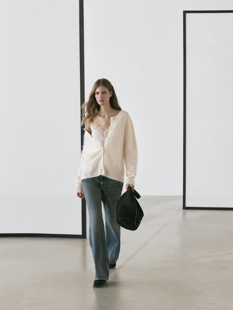 Кардиган с косами из 100% шерсти