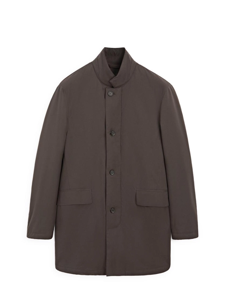 Полуприталенный пуховик с водоотталкивающей отделкой до середины бедра