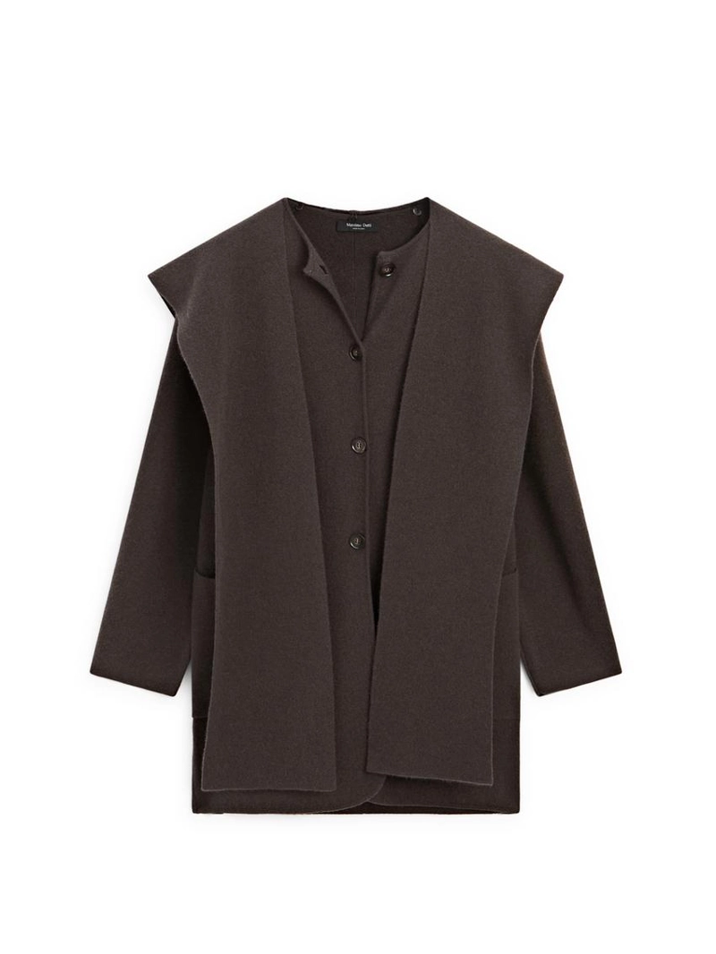 Длинный кардиган с капюшоном-шарфом