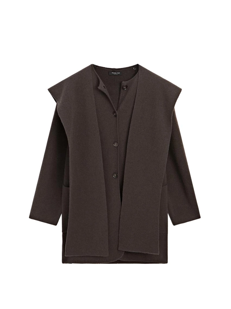 Длинный кардиган с капюшоном-шарфом