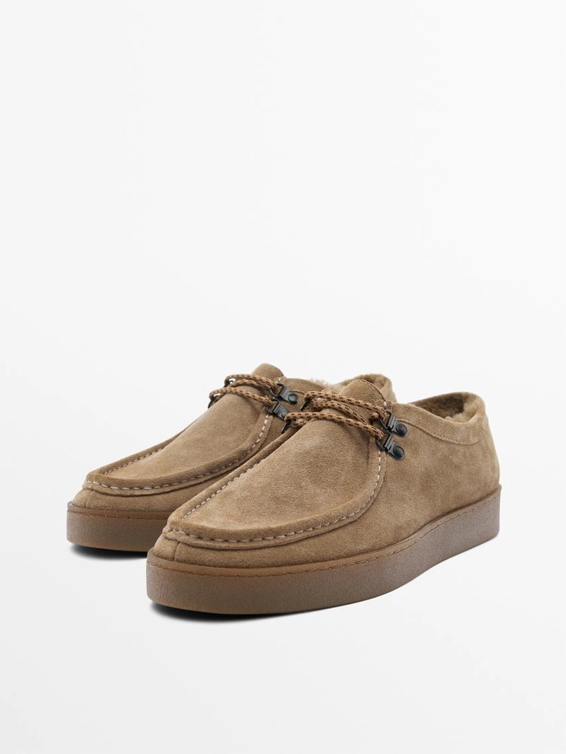 Туфли с разделкой из замши на шнуровке