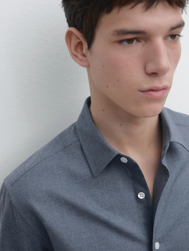 Рубашка из меланжевой ткани oxford