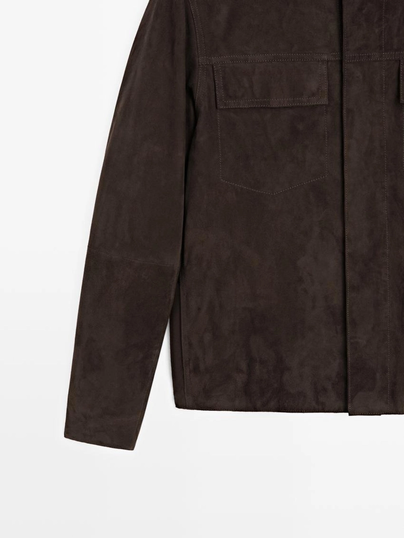 Куртка из замши с карманами