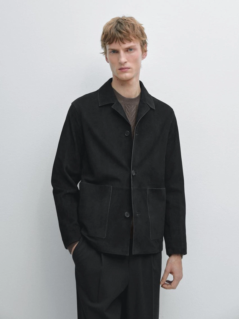 Замшевая куртка с карманами