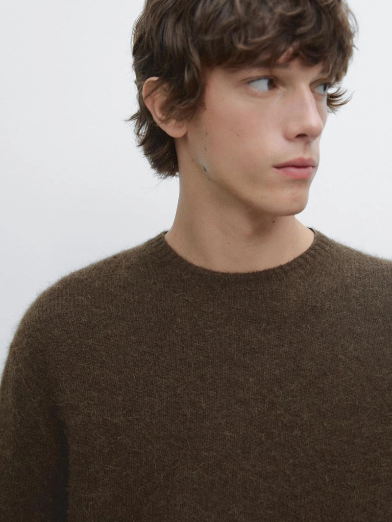 Свитер из альпакиевой смеси с круглым воротом
