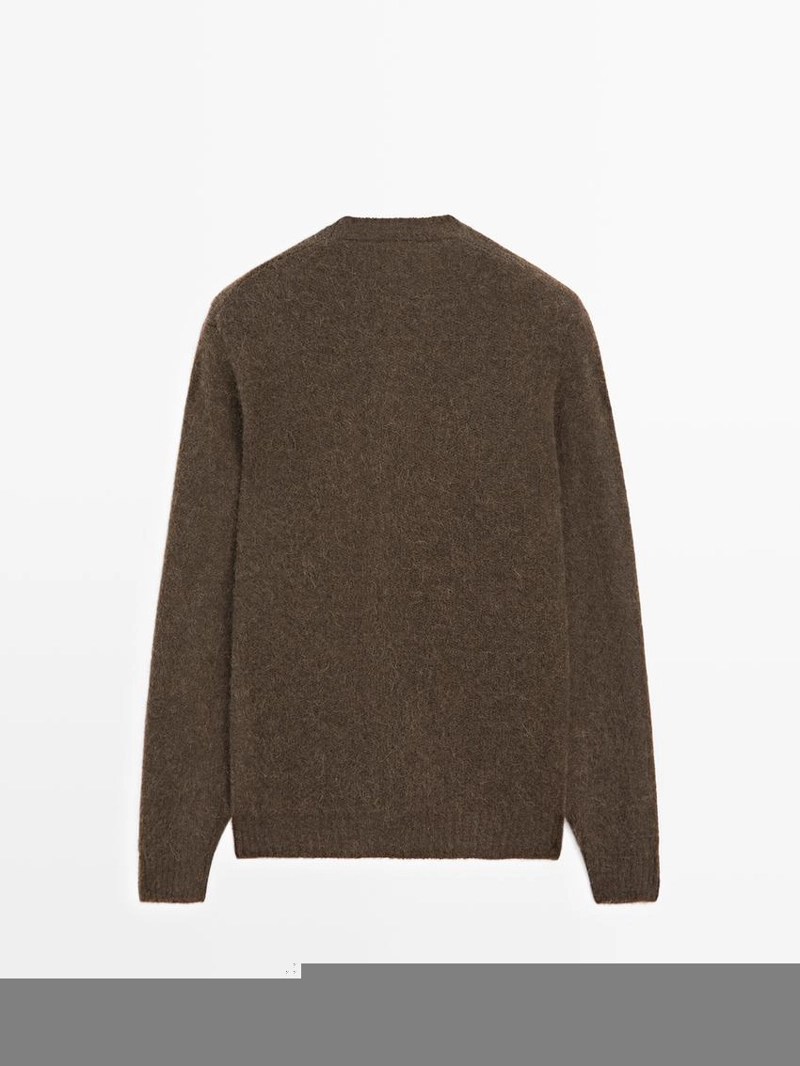 Свитер из альпакиевой смеси с круглым воротом