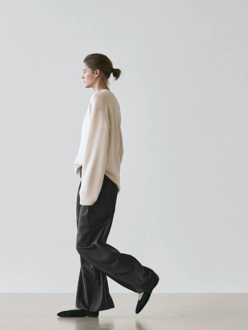 Полупрозрачные широкие брюки из шерстяной смеси в полоску