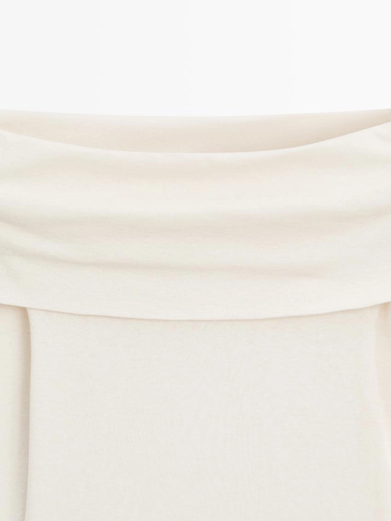 Футболка из хлопкового смесового материала с деталями бандо