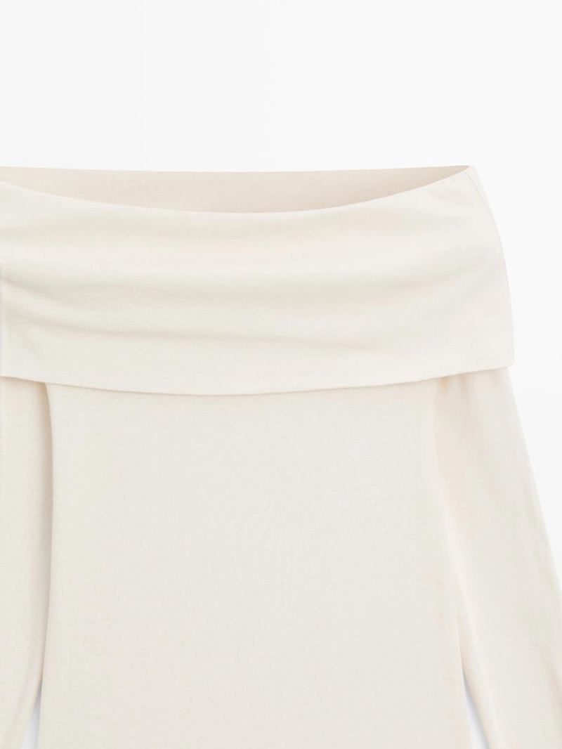 Футболка из хлопкового смесового материала с деталями бандо