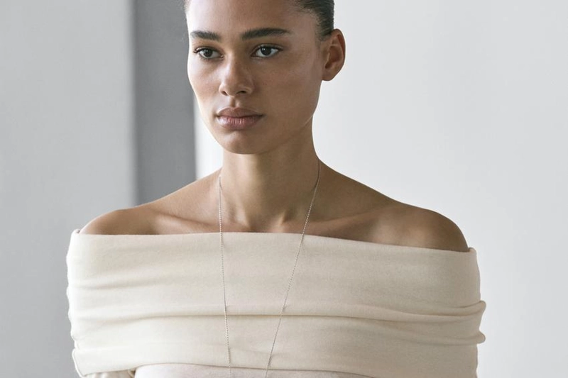 Футболка из хлопкового смесового материала с деталями бандо