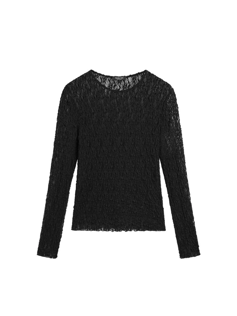 Топ с открытой вязкой, длинными рукавами и кружевом
