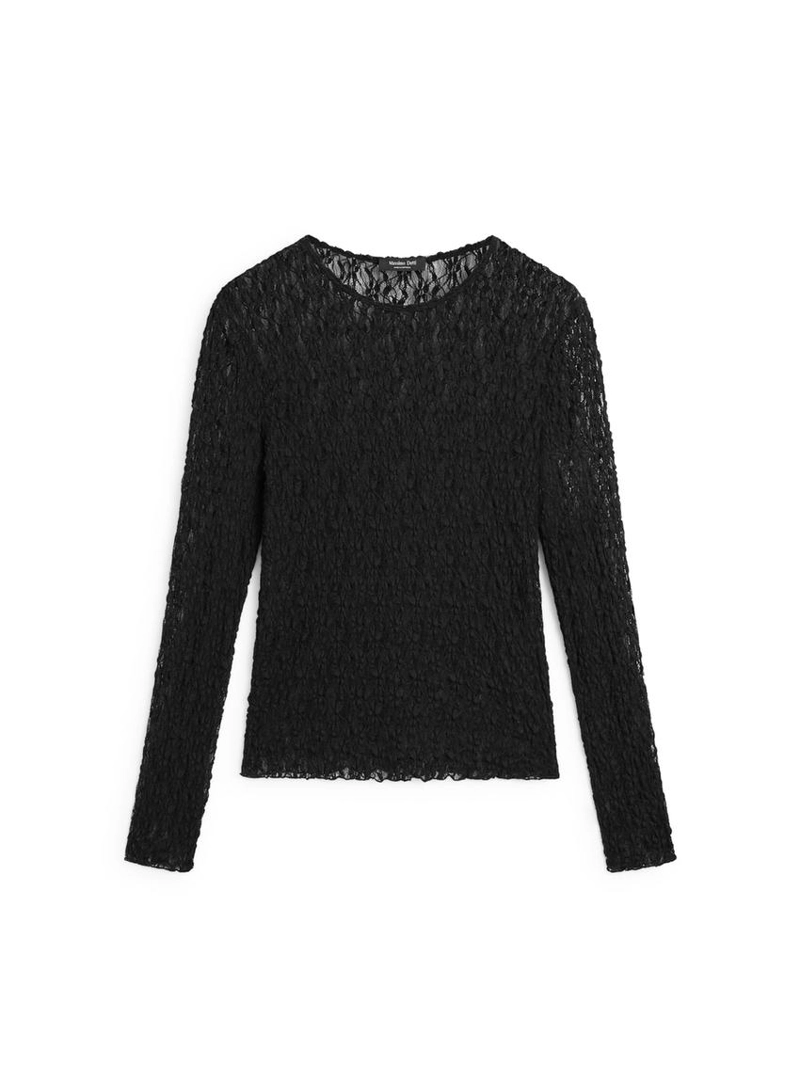 Топ с открытой вязкой, длинными рукавами и кружевом
