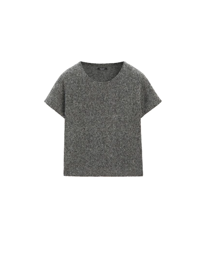 Короткий вязаный свитер из альпаки и шерсти