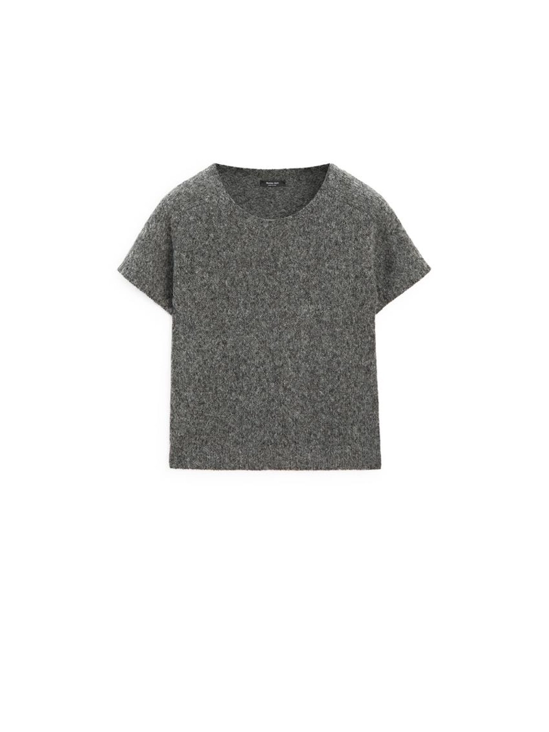 Короткий вязаный свитер из альпаки и шерсти