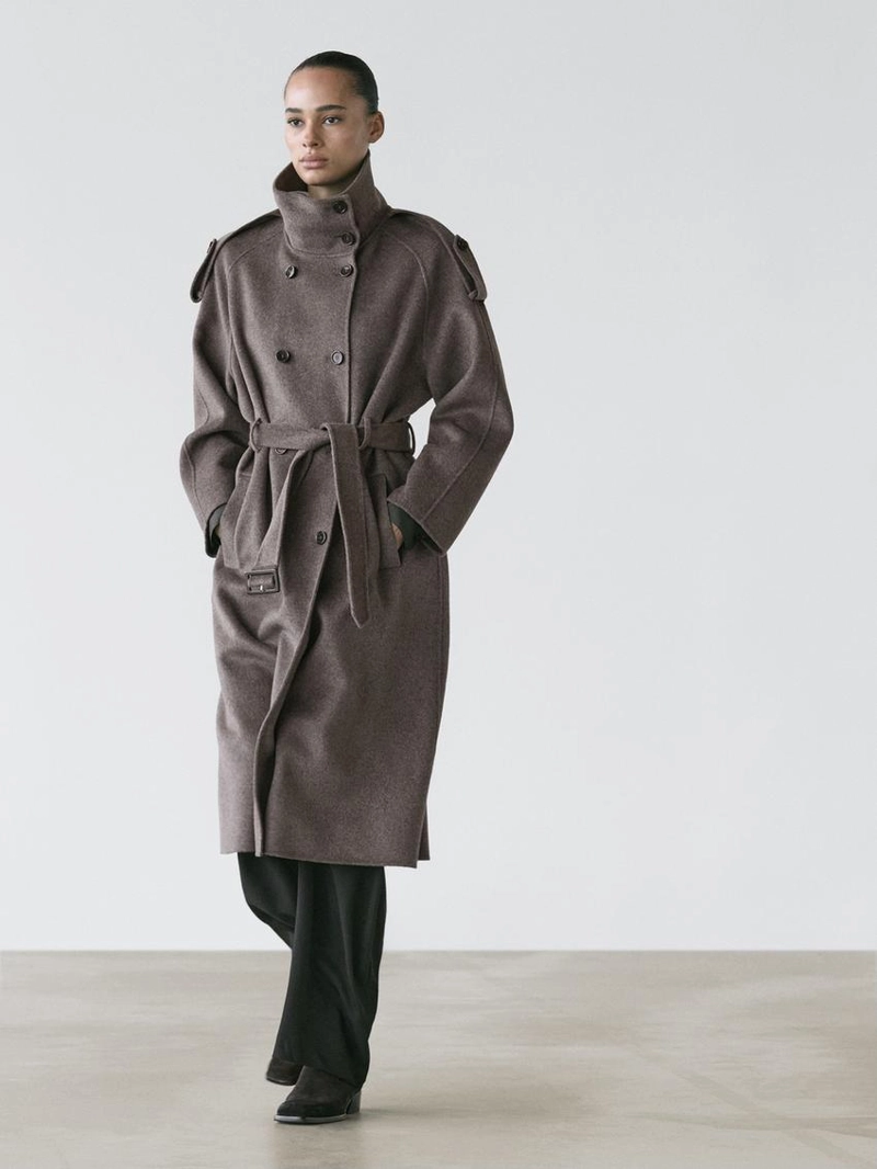 Пальто до середины икры из шерстяной смеси с поясом
