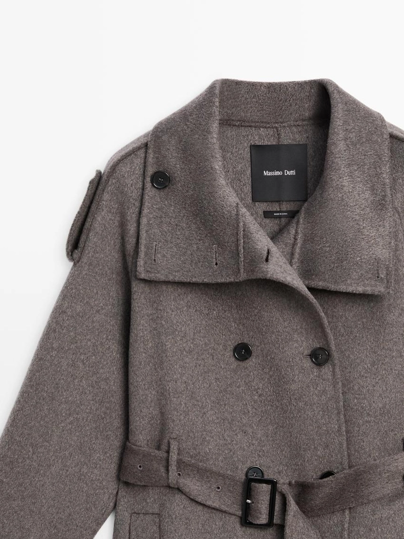 Пальто до середины икры из шерстяной смеси с поясом