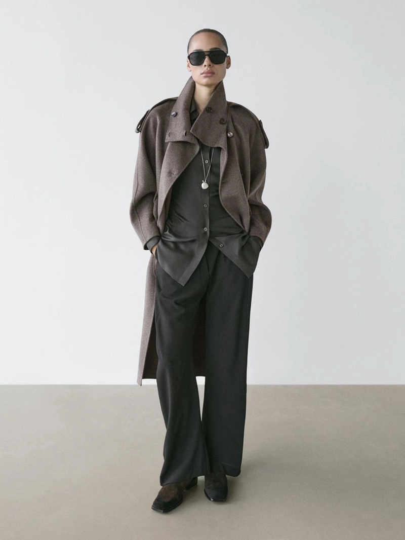 Пальто до середины икры из шерстяной смеси с поясом