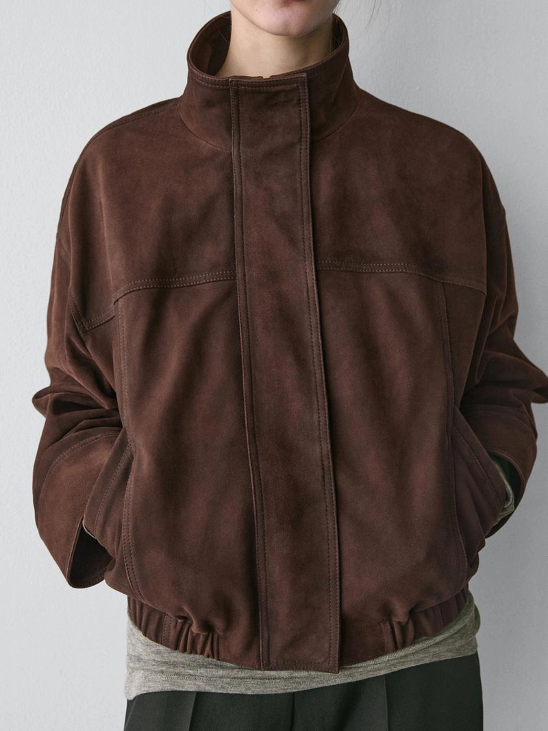 Замшевая бомбер-куртка