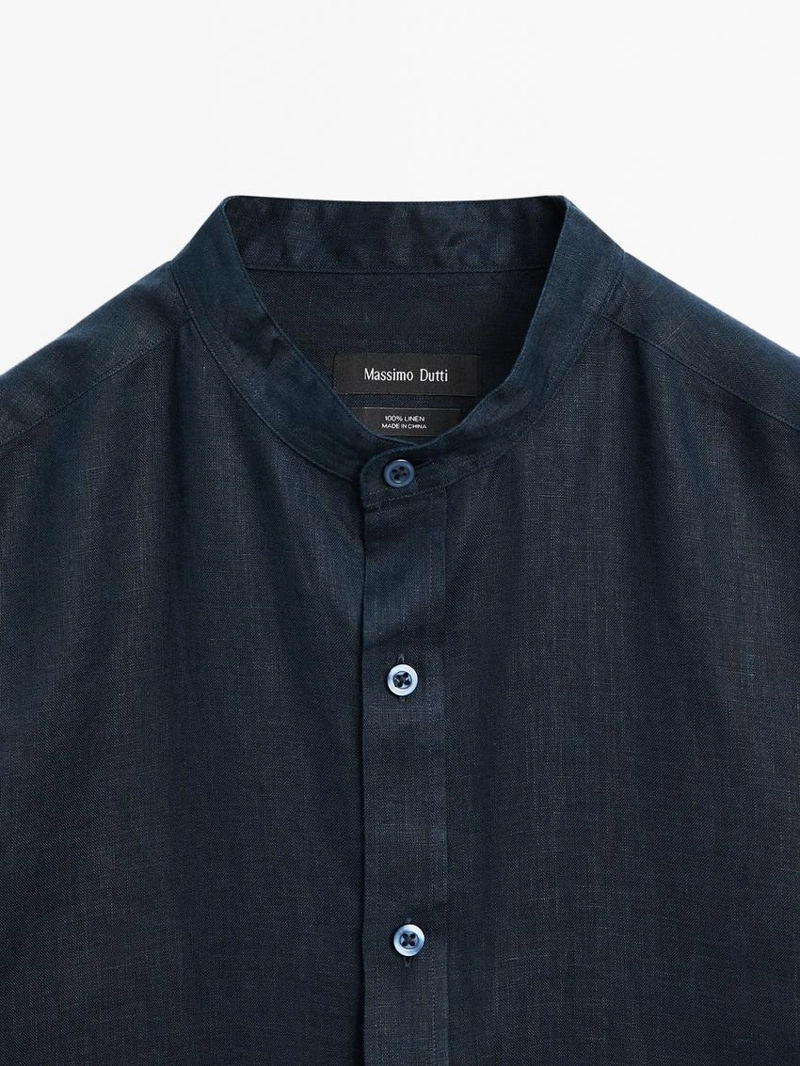 Рубашка с воротником-стойкой и обычной посадкой