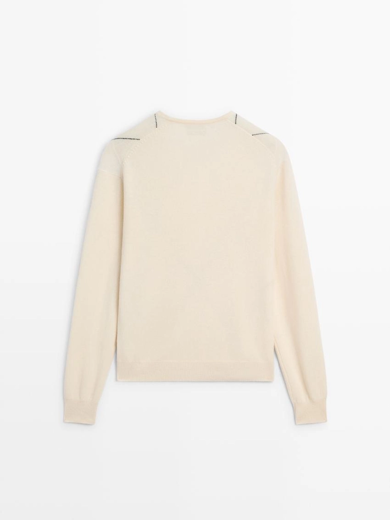 Свитер с аранированным узором из 100% шерсти