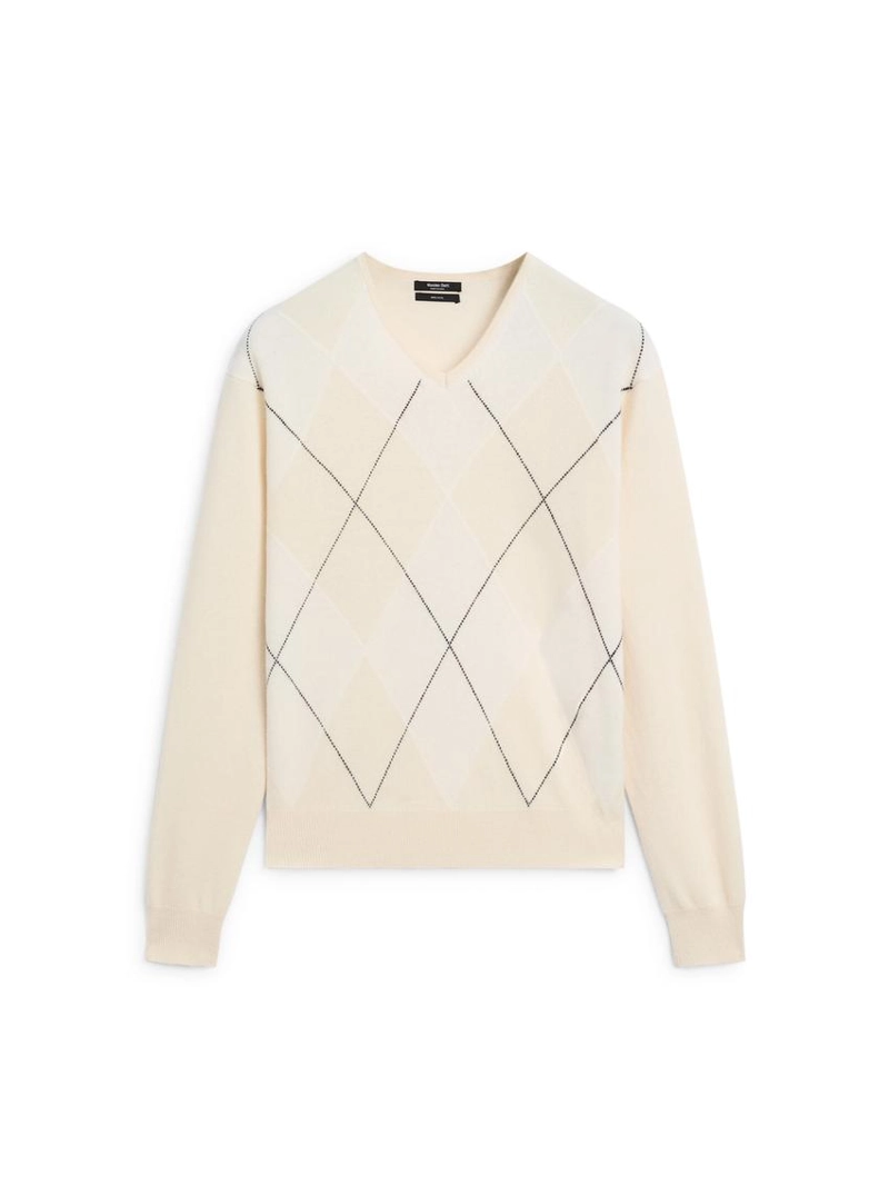 Свитер с аранированным узором из 100% шерсти