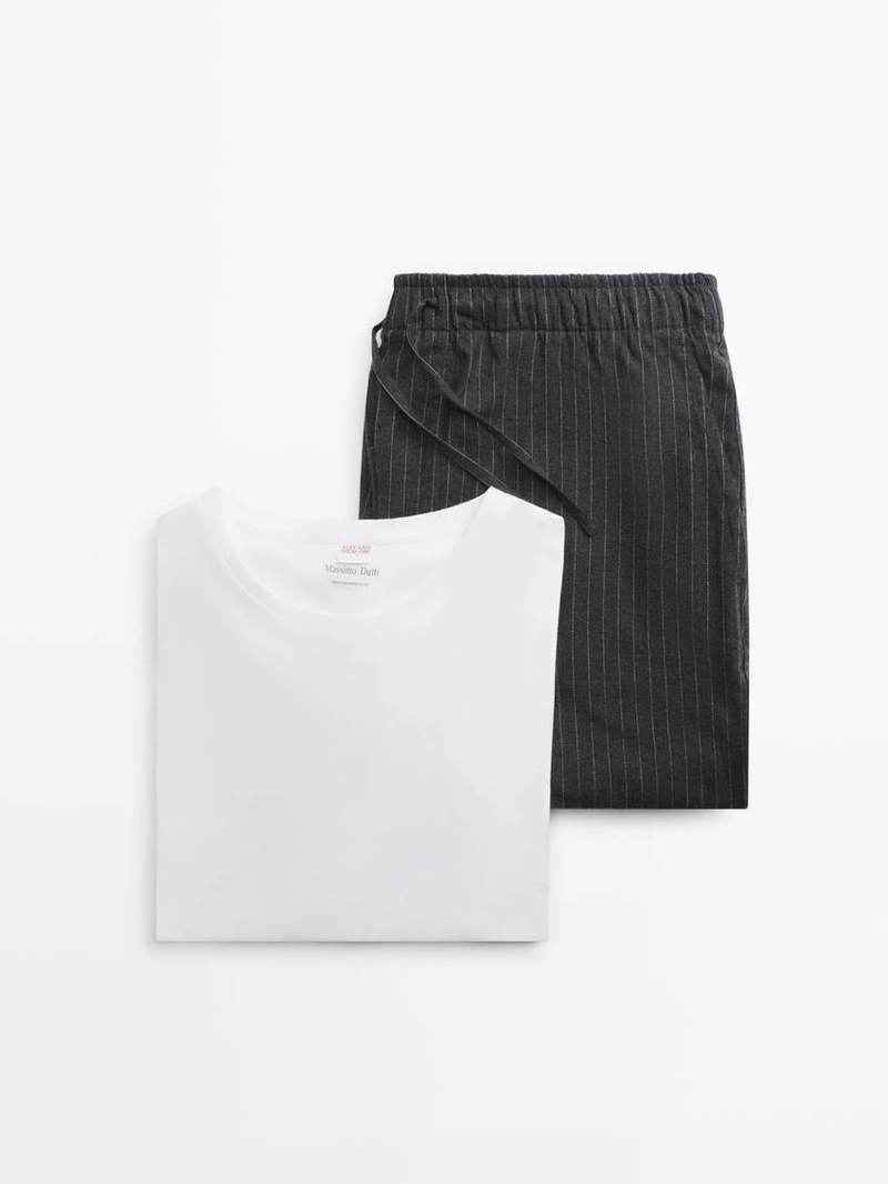 Пижама в полоску из 100% хлопка с длинным рукавом