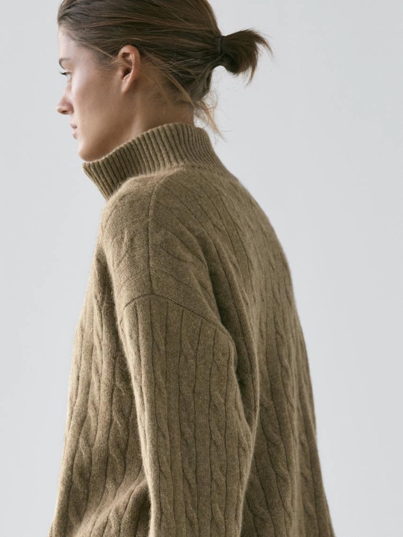 Свитер с высоким воротником из 100% кашемира с молнией