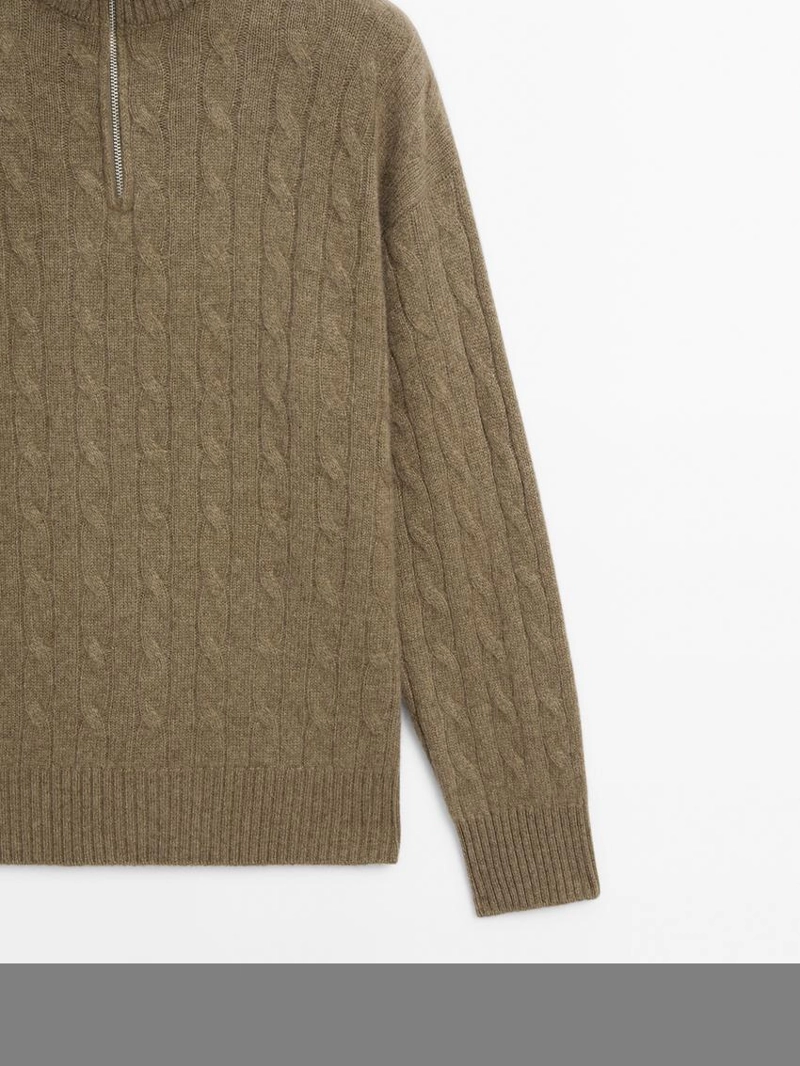 Свитер с высоким воротником из 100% кашемира с молнией