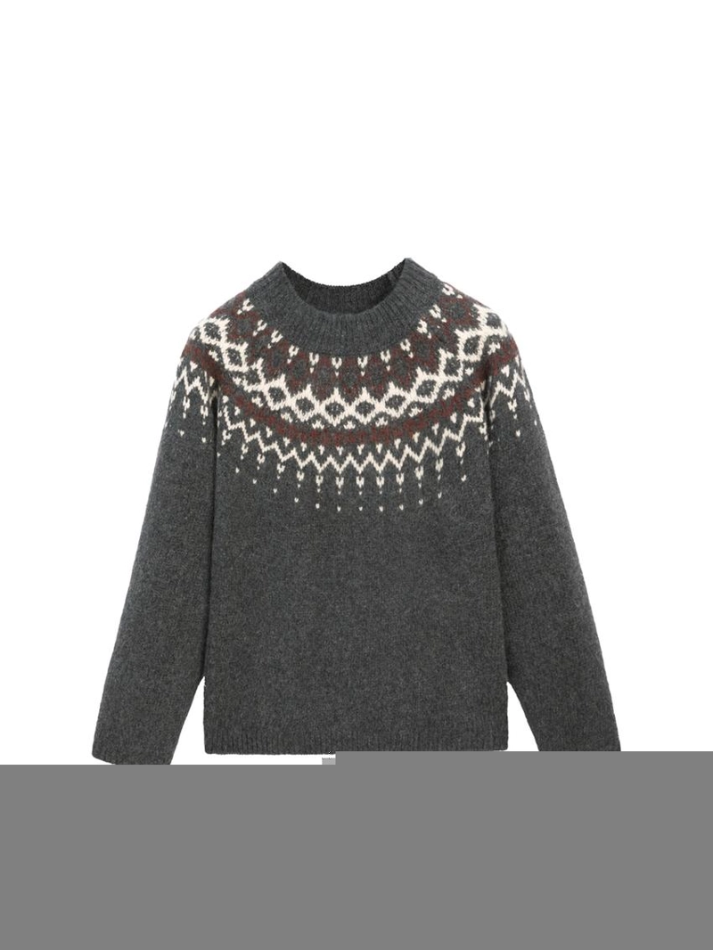 Свитер из джаккардового вязаного шерстяного трикотажа 100%