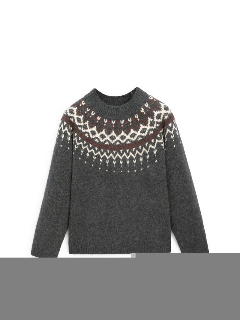 Свитер из джаккардового вязаного шерстяного трикотажа 100%