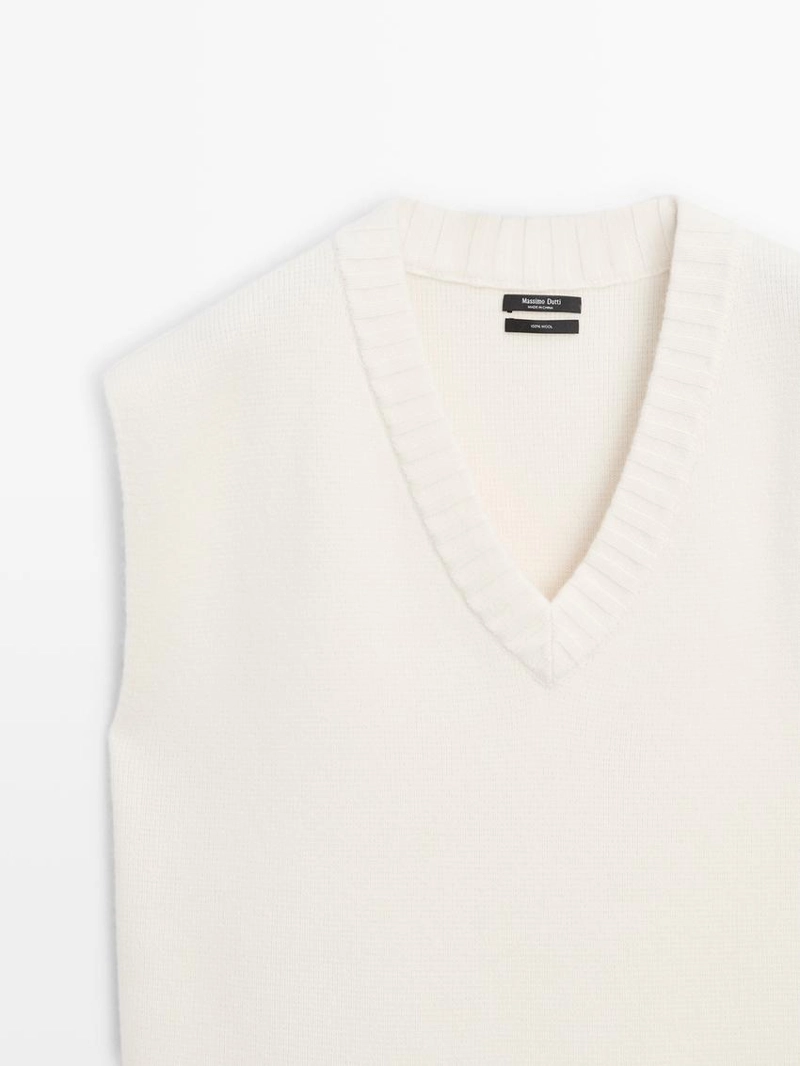 Длинный вязаный жилет из 100% шерсти