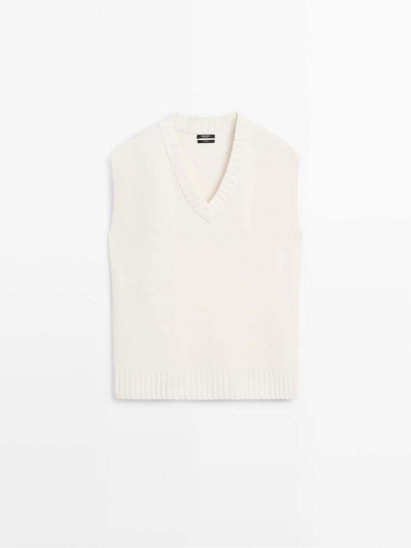 Длинный вязаный жилет из 100% шерсти